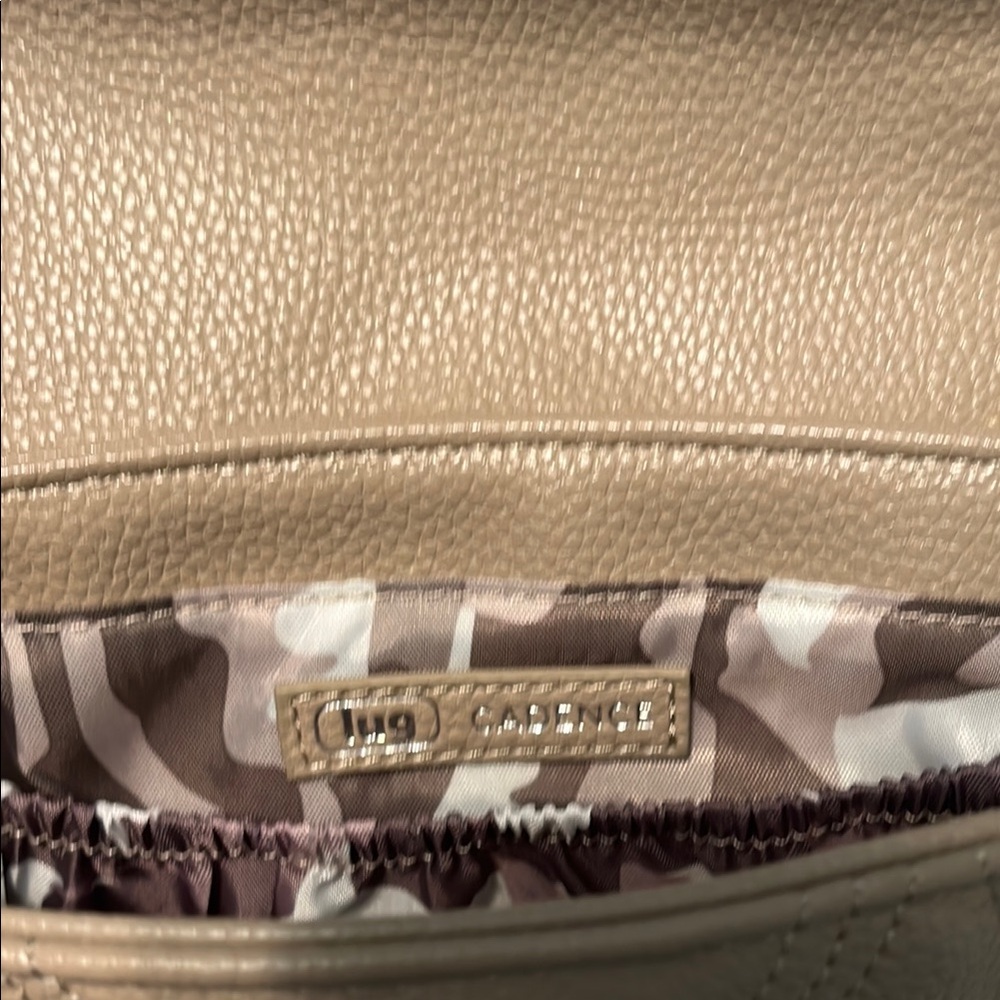 Lug Tan Quilted Clutch with Fold-Over Design - Picture 5 of 5